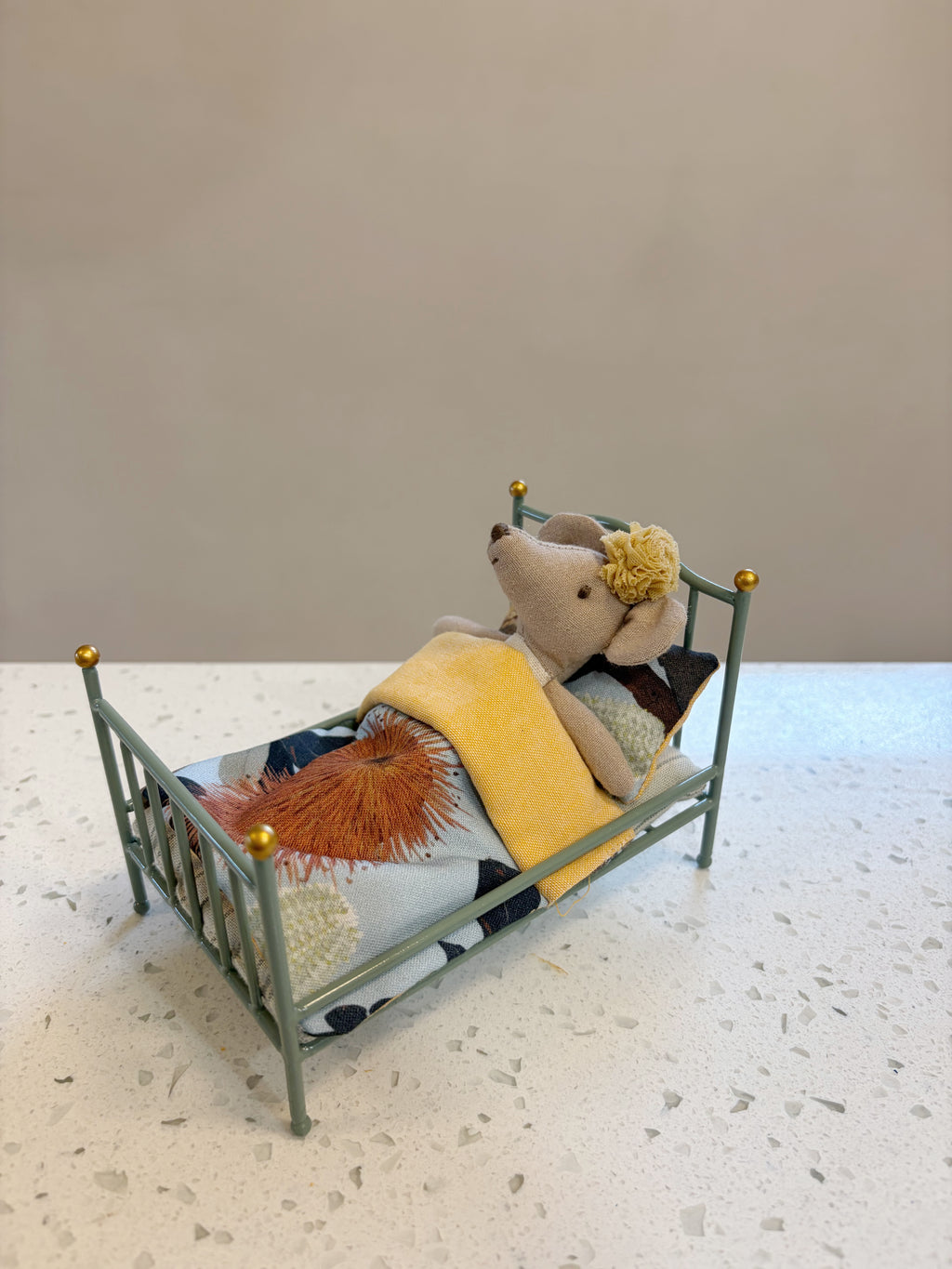 Handmade 1:12 Scale Banksia Dollhouse Bedding Set | Miniature Quilt & Pillow | Fits Maileg Vintage Single Bed