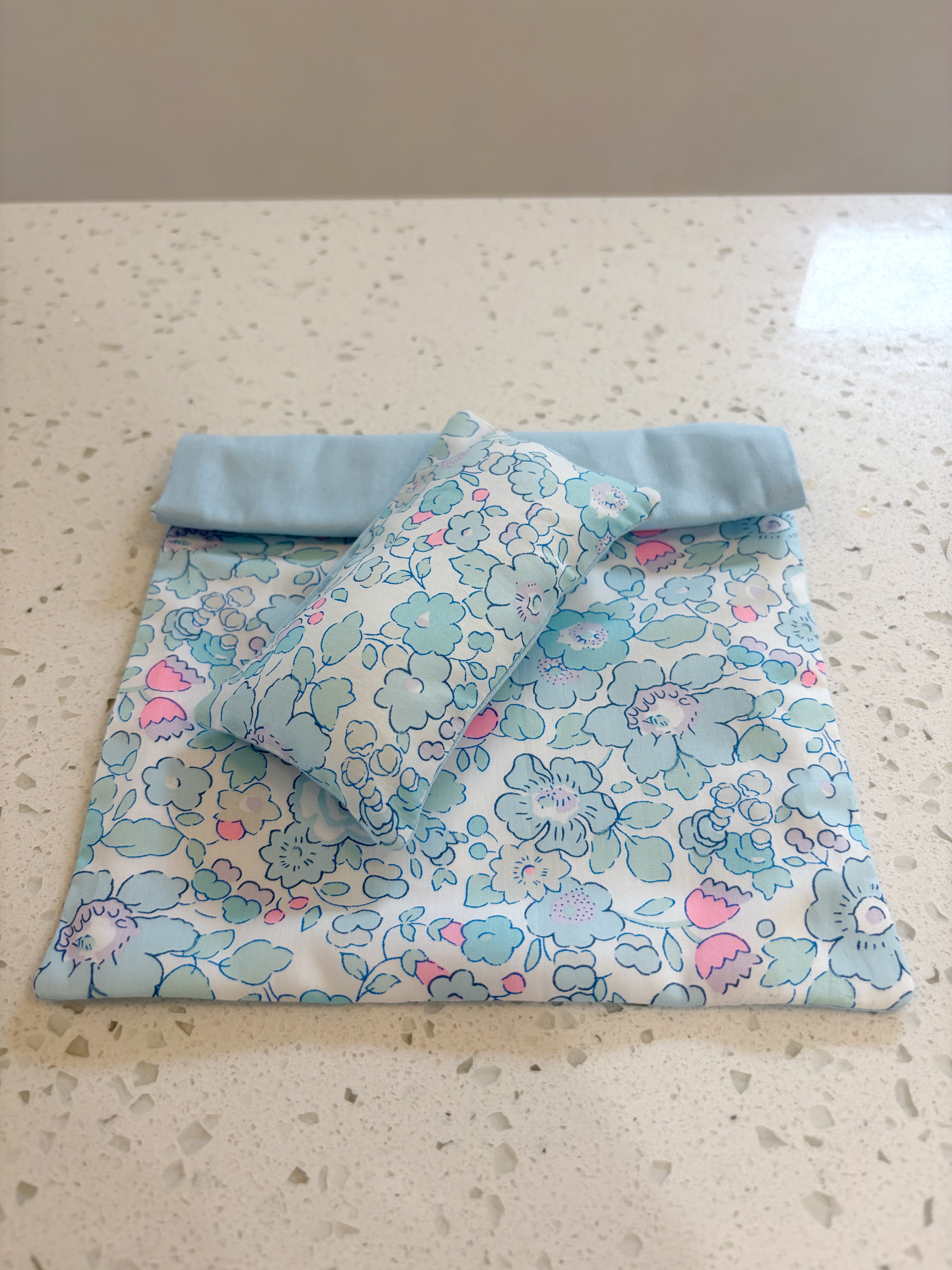 Handmade 1:12 Scale Liberty Betsy Blue Bedding Set for Maileg Mouse Vintage Double Bed | Miniature Dollhouse Bedding